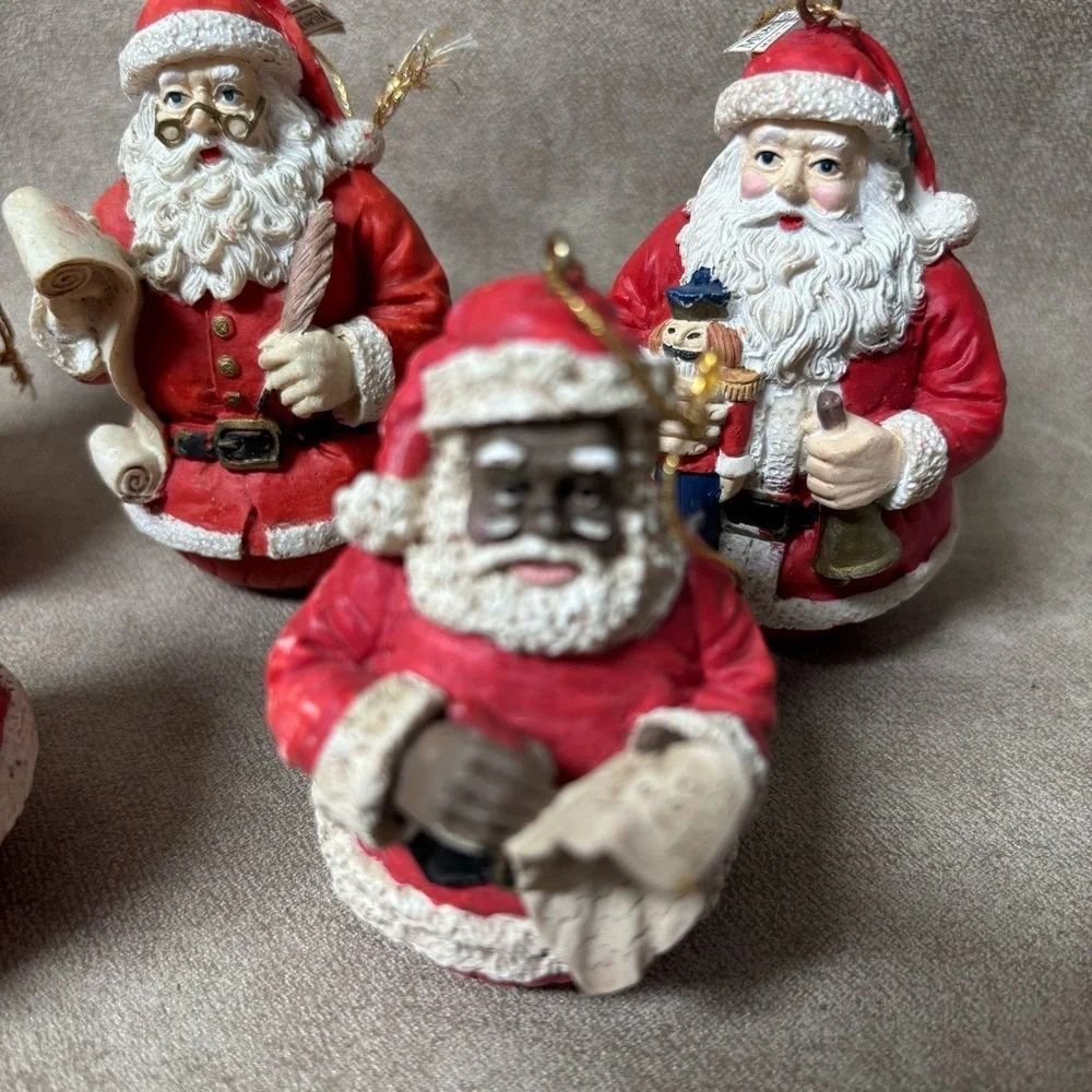Lot of (6) VTG Jaimy Santa Claus Christmas Tree Hanging Ornament Round Bottom